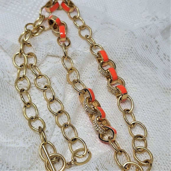 Awesome Heavy Chain Rhinestone & Enamel Necklace - Picture 4 of 9